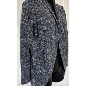 Aeropostale NYC Womens S/P Long Sleeved Stylish Blue White Open Cardigan Sweater